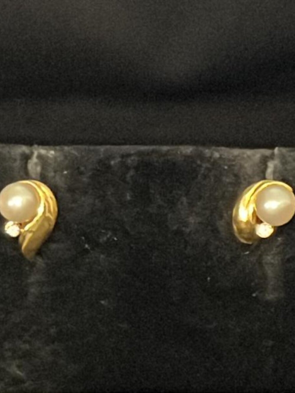 6 mm Faux Pearl with Gold Tone and Clear Stone Accents Earrings